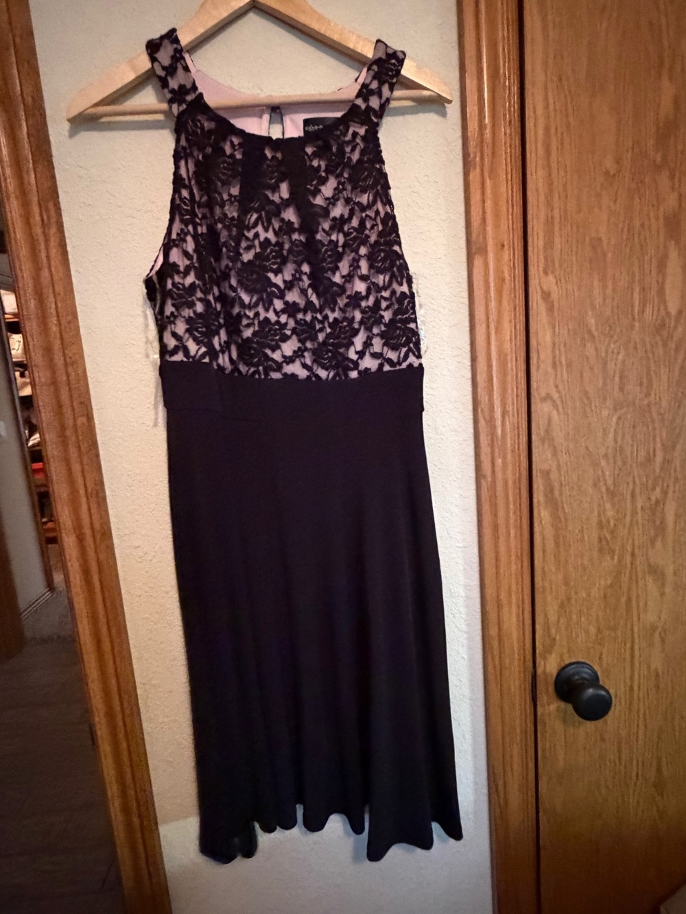 connected apparel Black Lace-Overlay Midi Dress